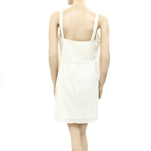 Urban Outfitters Azelia Button-Down Tunic Mini Dress Smocked Sleeveless S 255500 - Picture 6 of 8